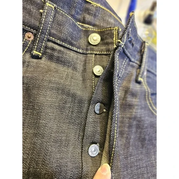 Levi's 501 Men's Original Fit Jeans Dark Indigo Denim, Straight Leg, Button - Picture 5 of 15